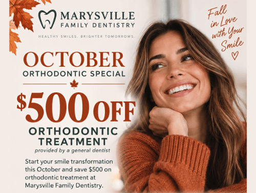 woman smiling in promo for orthodontic special marysville